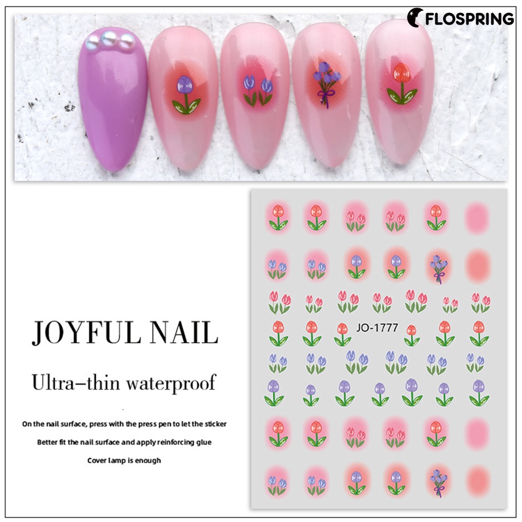 flospring-สติกเกอร์ติดเล็บ-ลายดอกทิวลิป-มีกาวในตัว-น้ําหนักเบา-diy-สําหรับตกแต่งเล็บ