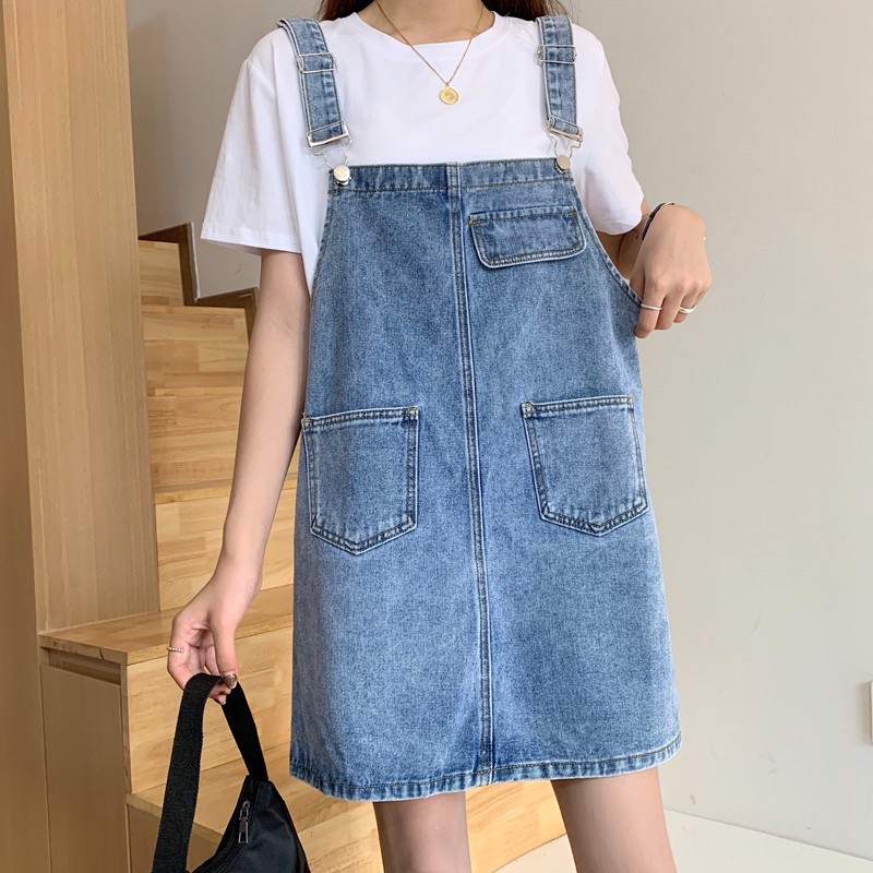 many-jeans-dress-overalls-เอี๊ยมกระโปรงยีนส์สั้นสำหรับผู้หญิงพร้อมส่ง