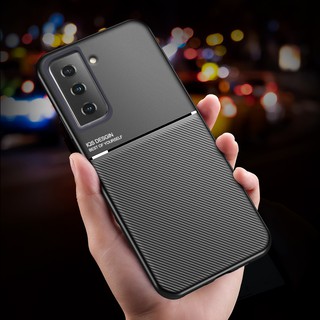 เคส Galaxy S21+S21Ultra⭐สถานที่น่าสนใจแม่เหล็ก เคสโทรศัพท์ซิลิโคนแบบนิ่ม⭐S21Plus⭐Leather texture matte magnetic car holder phone cover case⭐Samsung shell Ultra