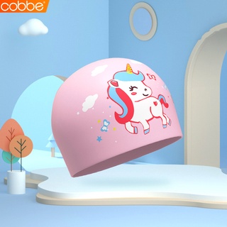Cobbe หมวกว่ายน้ำ ลายการ์ตูน น่ารัก กันน้ำ สำหรับเด็ก kids swim cap แบบซิลิโคน หมวกว่ายน้ำซิลิโคน แว่นว่ายน้ำว่ายน้ำ