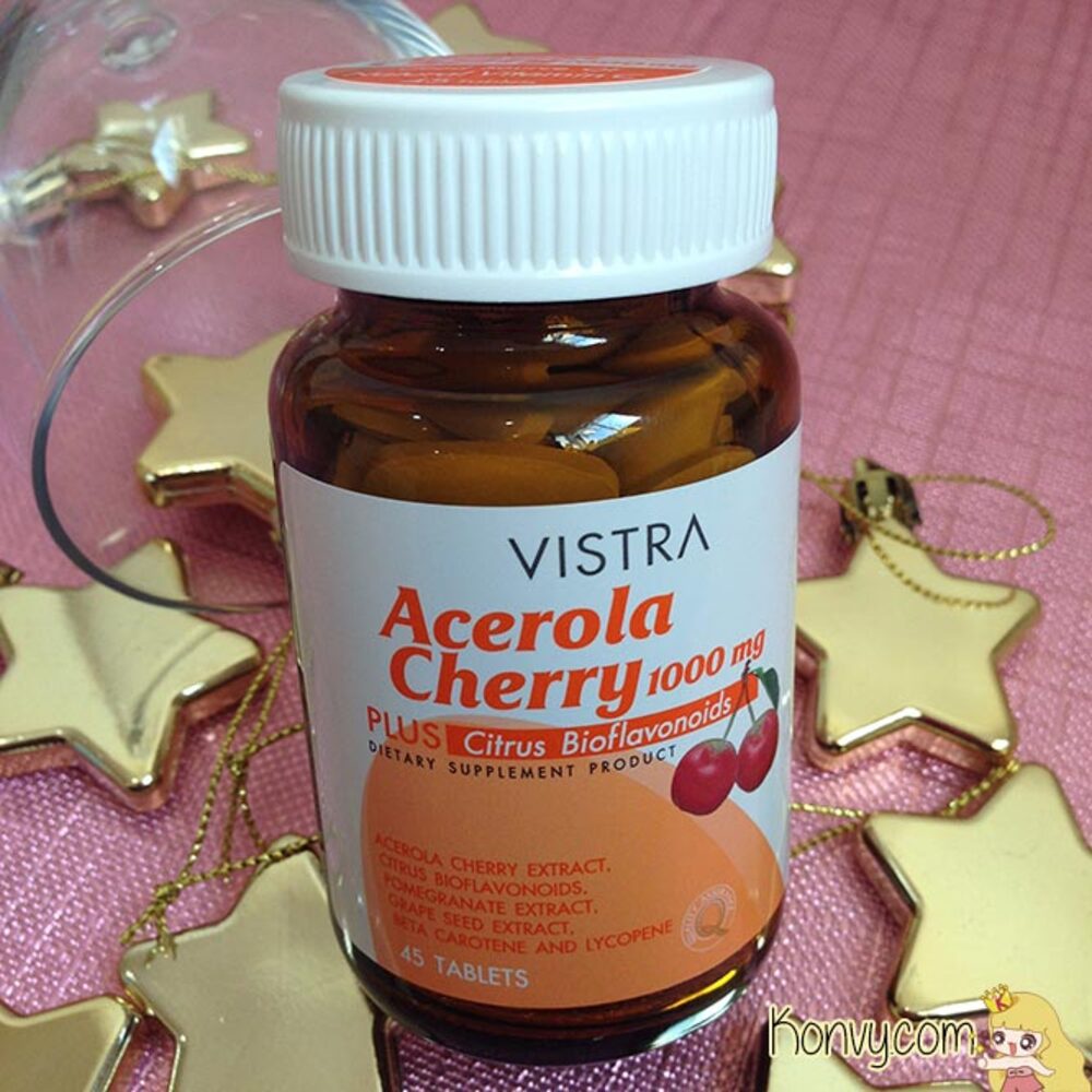 ข้อมูลเพิ่มเติมของ Vistra Acerola Cherry 1000mg PLUS Citrus Bioflavavonoids 45 Tablets วิสทร้า ผลิตภัณฑ์เสริมอาหารอะเซโรลาเชอรี่ 1000 มก. และซิตรัส ไบโอฟลาโวนอยด์ พลัส.