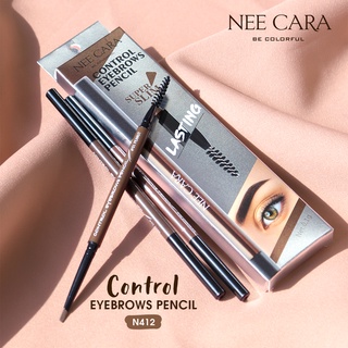 N412 Nee Cara Control Eyebrow Pencil ดินสอเขียนคิ้วสลิม นีคาร่า สามารถออกแบบทรงคิ้วได้เองด้วยขนาดดินสอหัวเล็ก