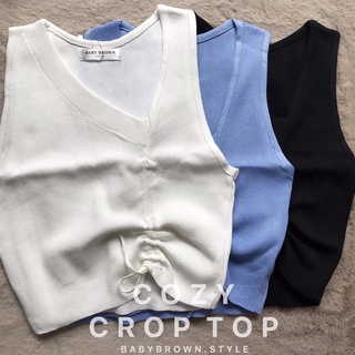 🦋Cozy Crop Top🦋 เสื้อกล้ามครอป ไหมพรมเกาหลี สายปรับรูดได้ กรอกโค้ด👉🏻 WMZCYP ลด 10% ไม่มีขั้นต่ำ ลดสูงสุด 20.-