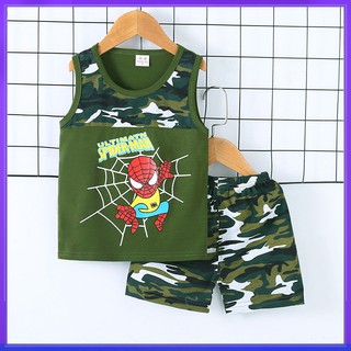 Boys vest set camouflage pattern childrens top+shorts for 3-6Y