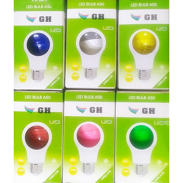 ภาพหน้าปกสินค้าหลอดไฟ A50 LED BULB แบบสี หลอดไฟสี หลอดสี 5w ขั้วเกลียว E27 6สี จากร้าน guohui201601 บน Shopee