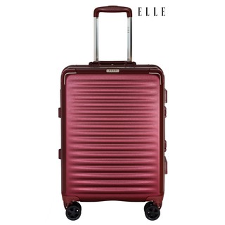 ELLE Travel Ripple Collection, Carry-On Cabin Luggage 100% Polycarbonate (PC), Secure Aluminum Frame, Red Wine Color