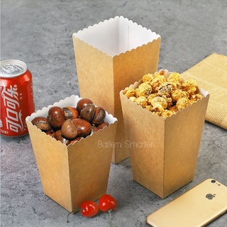 กล่องป๊อบคอร์น แก้วป๊อบคอร์น กล่องกระดาษใส่เกาลัด ป๊อบคอร์น ไก่ป๊อบ ขนม เบเกอรี่ กระดาษคราฟหนาอย่างดี Popcorn