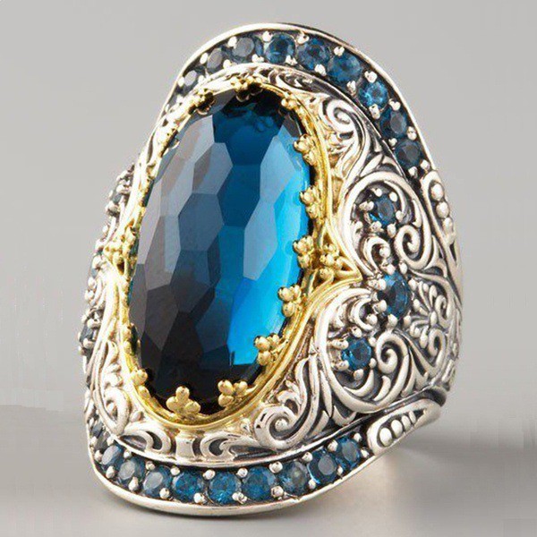 แหวนเพชรแหวนเพชรแหวนเงินแหวนแต่งงานแหวนเกลี้ยง-sapphire-gem-ring-silver-ring