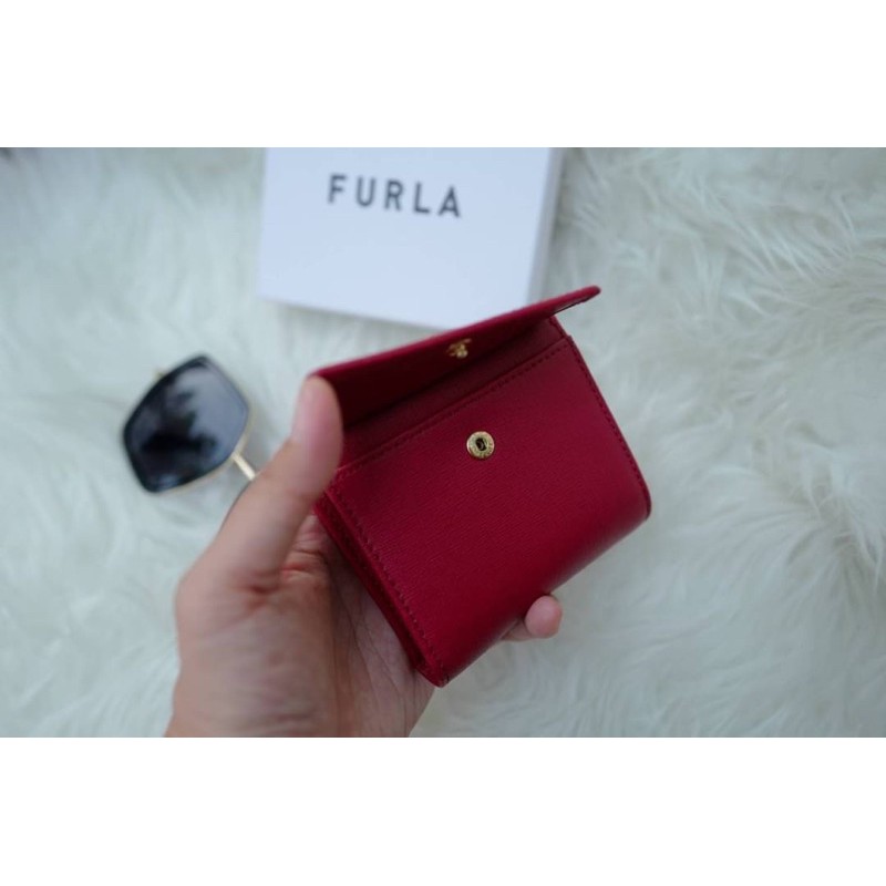 ผ่อน0-furla-กระเป๋าสตางค์ใบสั้น-หนังแท้-สีแดง