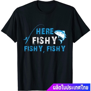 ตกปลา ผู้ชาย Funny Fisherman Here Fishy Fishy Fishy T-Shirt Gift sale เสื้อยืด