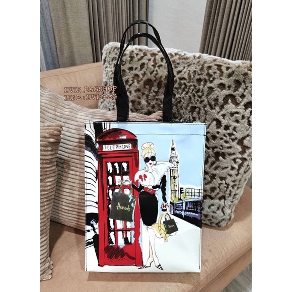 harrods-london-size-l-top-handle-shopping-bag-แท้