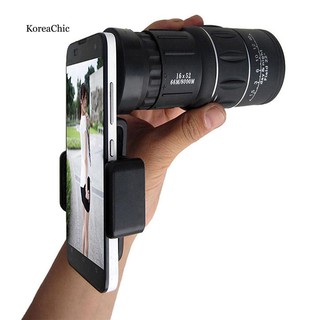 Krcc_ กล้องโทรทรรศน์ตาเดียว เลนส์ออปติก 16x52 พร้อมที่วางโทรศัพท์ สําหรับตั้งแคมป์ เดินป่า ล่าสัตว์
