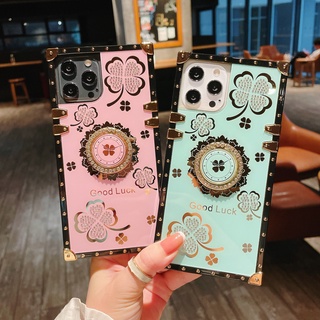 เคสโทรศัพท์มือถือลายใบโคลเวอร์สี่เหลี่ยมสําหรับ Oppo A94 A93 A74 A54 A15 A9 2020 A92 A72 A52
