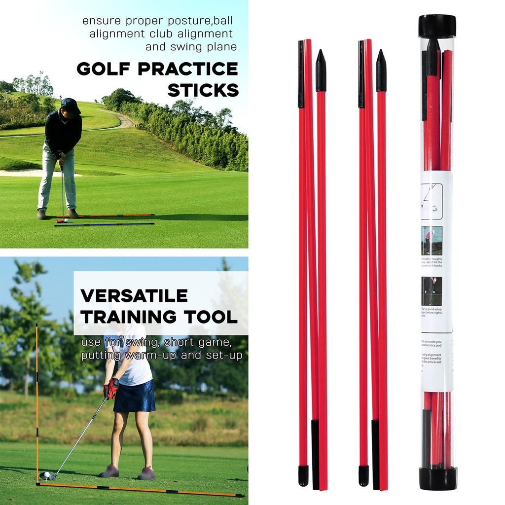 ราคาและรีวิว2Pack Golf Alignment Rods Golf Swing Trainer Sticks Golf Training Equipment