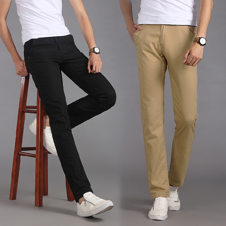 กางเกงสีกากี-กางเกงขายาวลำลองแฟชั่น-สำหรับผู้ชายผ้าฝ้าย-ทรงสลิมฟิตขนาด-28-38