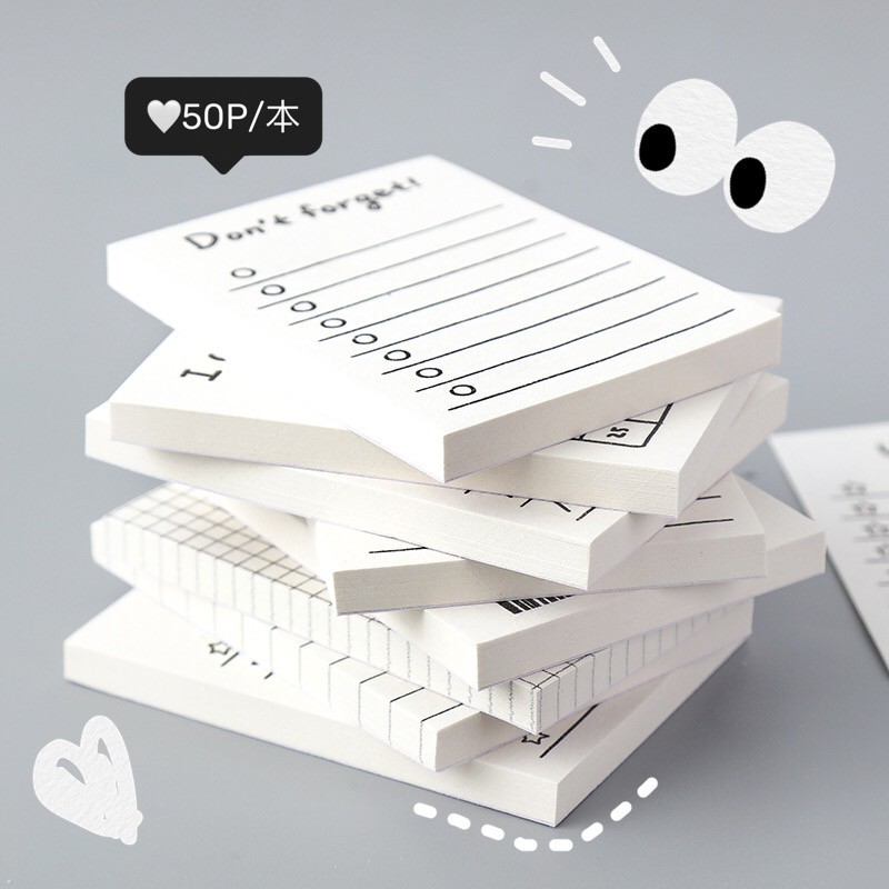 CH丨50 Sheets to do list Memo Pad Cute Stationery Notes Portable Notepad ...