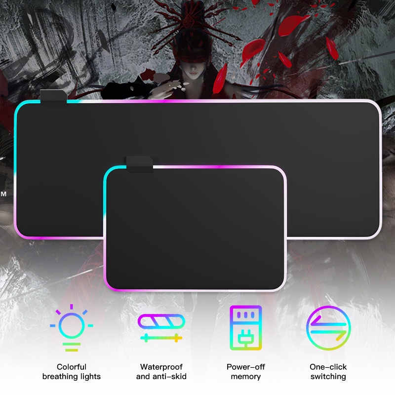 ภาพหน้าปกสินค้าLDD แผ่นรองเมาส์มีไฟ แบบยาว RGB 7 สี แผ่นรองเมาส์เกมมิ่ง แผ่นรองเมาส์ 80x30 Gaming Mouse pad