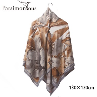 สินค้า Parsimonious ผ้าพันคอ ผ้าคลุมไหล่ ทรงสี่เหลี่ยม พิมพ์ลาย ขนาด 130x130 ซม. แฟชั่นสําหรับผู้หญิง WJ1013-19-01