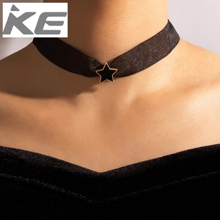 Jewelry Black drop five-pointed star mesh collar Geometric star single-necklace for girls for