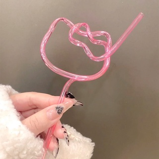 Hello Kitty หลอดดูดน้ําดื่ม หลากสี คุณภาพสูง ใช้ซ้ําได้ สําหรับร้านอาหาร