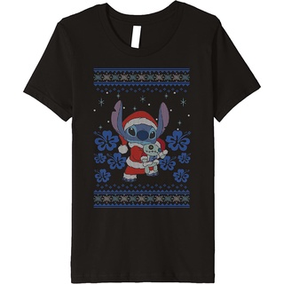 เสื้อยืดผ้าฝ้ายเสื้อยืดแขนสั้นลําลอง พิมพ์ลาย Disney Lilo &amp; Stitch Christmas Stitch พรีเมี่ยม สําหรับผู้ชายL XL  XXL 3XL