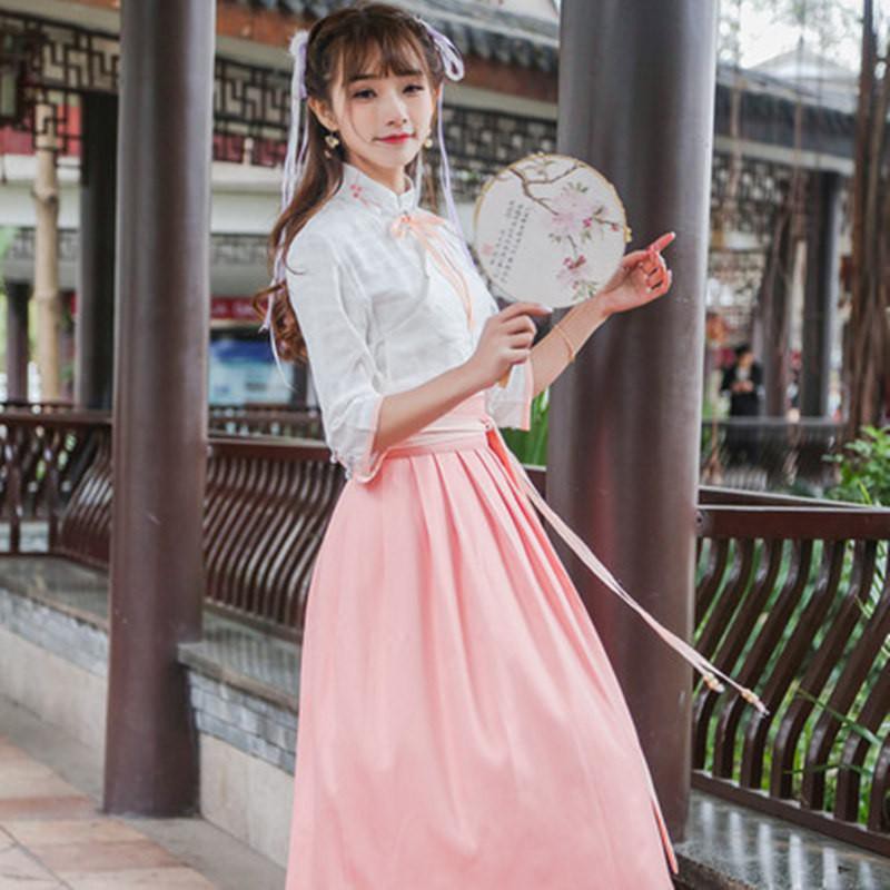 ready-stock-ชุดสตรีสไตล์ชาติพันธุ์ทุกวัน-hanfu-นักเรียนสาธารณรัฐจีนปรับปรุงกระโปรงเอวฮันซูชุดนักเรียนสไตล์จีน