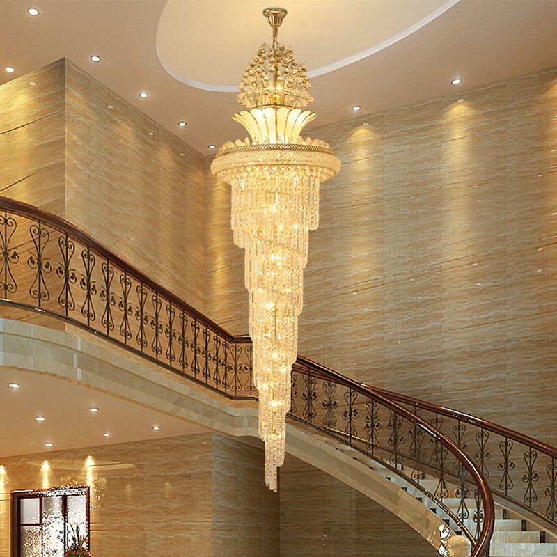 โคมไฟระย้า-คริสตัล-หรูหรา-โคมไฟเพดาน-light-luxury-crystal-chandelier-duplex-chandelier