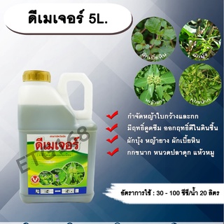 ดีเมเจอร์ 5L. 24ดี ไดเมทิลแอมโมเนียม ทูโฟดี สารกำจัดหญ้า กำจัดวัชพืช แบบดูดซึม ใบกว้าง และกก กำจัดหญ้ายาง ผักบุ้ง ผักโขม