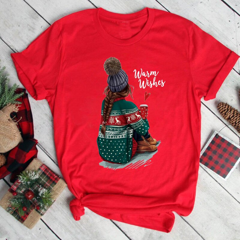 พร้อมส่ง-merry-christmas-print-women-tshirt-fashion-xmas-graphic-t-shirt-women-christmas-o-neck-black-red-funny