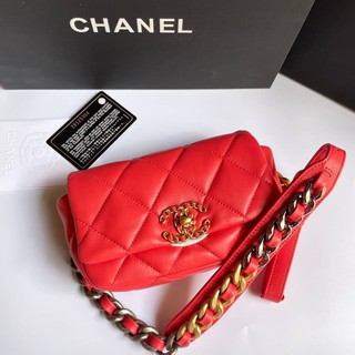 Chanel 19 beltbag Size 20cm ใส่มือถือได้ทุกรุ่น  สีชมพูนะคะ