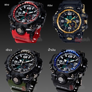 นาฬิกาผู้ชาย Exponi Watch กันน้ำ สปอร์ต ลดราคา สายซิลิโคน มีไฟ LED นาฬิกาดิจิตอล Quartz 2 ระบบ