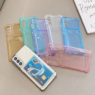 Clear Shockproof Wallet Card Slots Case for Samsung Galaxy S20FE S21 Ultra S10 5G Plus Note 20 10 8 9 A52 A72 Soft Protection Case