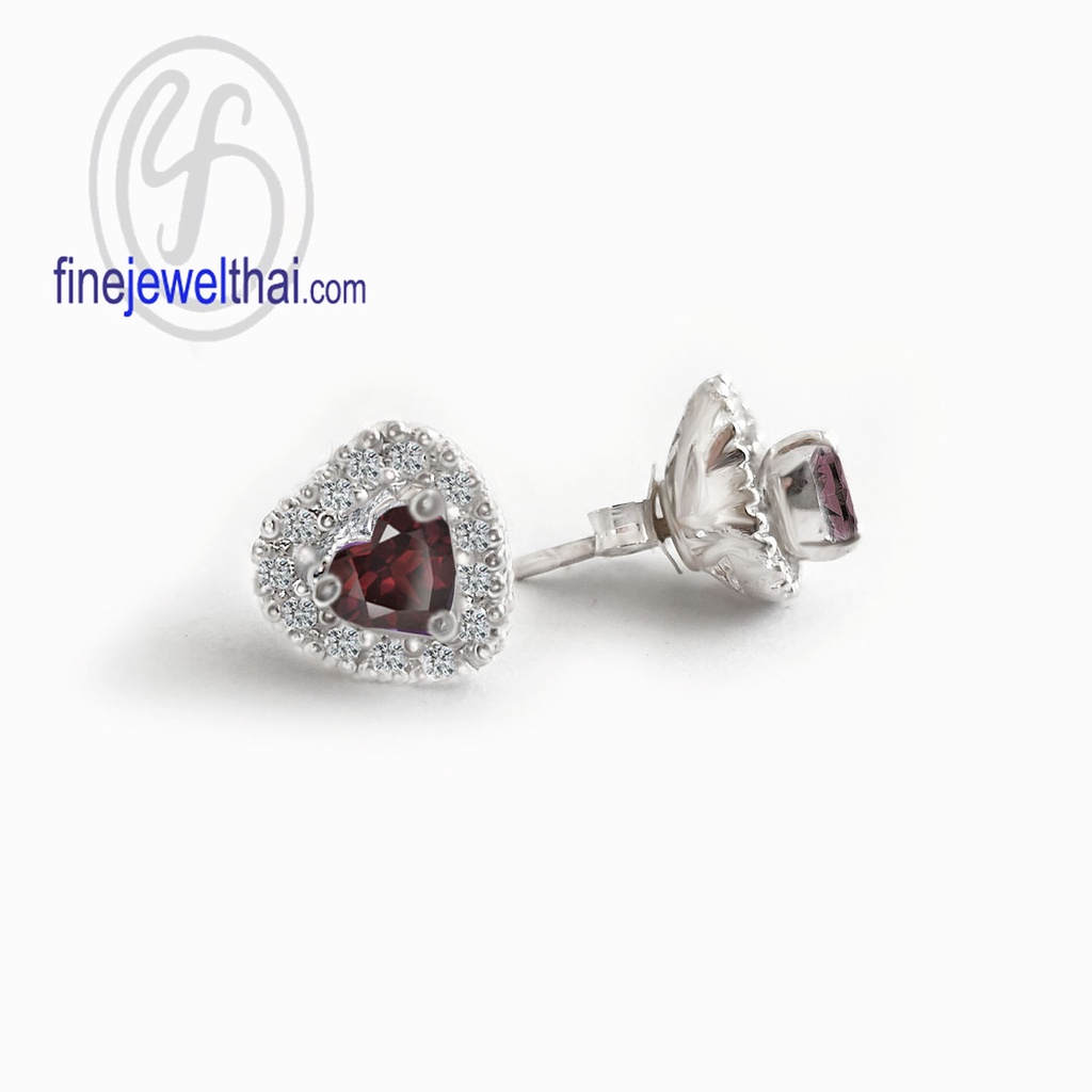 finejewelthai-ต่างหูโกเมน-ต่างหูพลอย-พลอยประจำเดือนเกิด-garnet-silver-earring-birthstone-e1082gm00-เลือกสีตัวเรือนได้