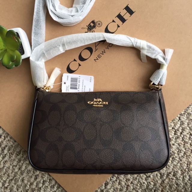 Coach Top Handle Pouch In Signature Canvas F58321 IMAA8 Shopee Thailand