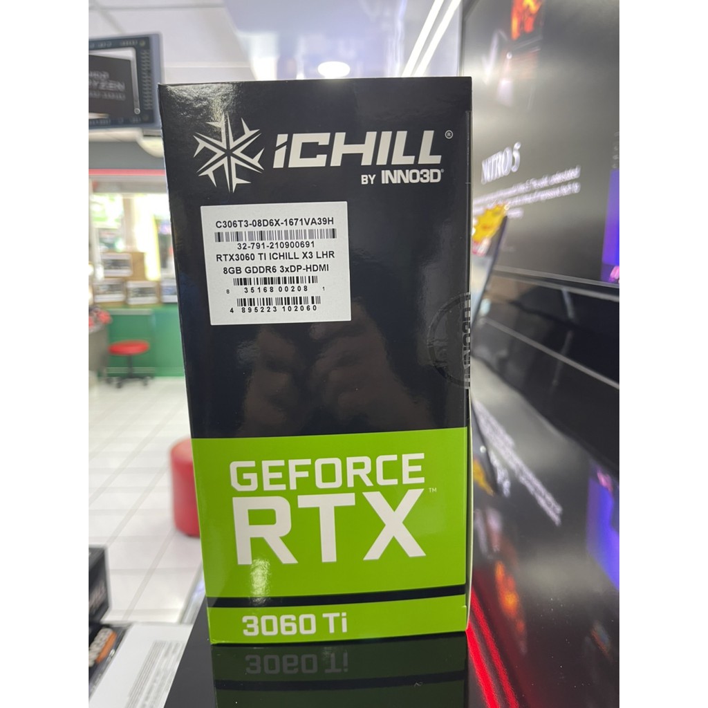 ส่งฟรี] การ์ดจอ RTX 3060 Ti iChill X3 8GB (LHR) INNO3D ของใหม่  ยังไม่แกะกล่อง ประกัน 3 ปี บมจ.ซินเน็ค (ประเทศไทย) | Shopee Thailand