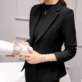 FB เสื้อสูทผู้หญิงแฟชั่นสีดำใส่ทำงาน สไตล์เรียบหรู 5 size S/M/L/XL/2XL รหัส 1718