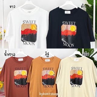 (📌ใส่โค้ด RJGLGX2 ลด 25%) พร้อมส่ง เสื้อยืดโอเวอร์ไซส์ลาย sweet moon 🌙 (ผ้าคอตตอน ใส่ได้ทั้ง ช-ญ)