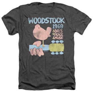 ROUND คอลูกเรือWoodstock Years Dove ผู้ใหญ่ Heather เสื้อยืดสำหรับผู้ชาย Plus Size ชุดกีฬาคลาสสิกของขวัญวันเกิดพ่อ-4XL