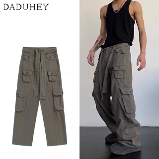 DaDuHey🔥 Mens and Womens Summer 2022 Fashion Brand Functional Loose Straight Cargo Pants Ins Korean Style Trendy Fashion Joker Multi-Pocket Slacks