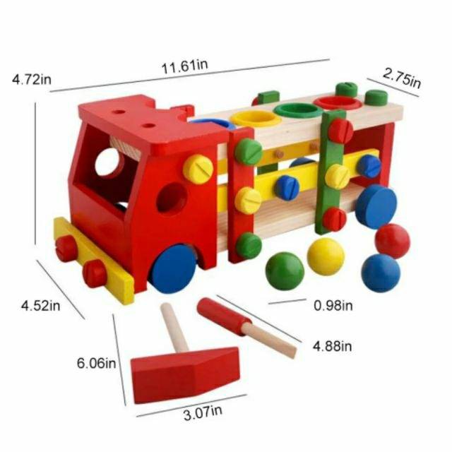 wooden-toys-ของเล่นไม้-เสริมพัฒนาการ-รถช่างขันน๊อตค้อนทุบ