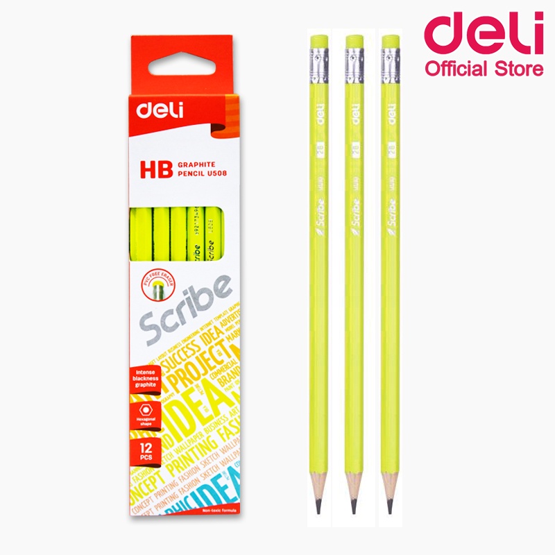 deli-u50800-graphite-pencil-hb-ดินสอไม้-hb-ทรงหกเหลี่ยม-แพ็ค-12-แท่ง-ดินสอ-เครื่องเขียน-อุปกรณ์การเรียน-ดินสอhb-school