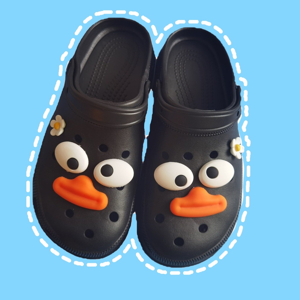 การ์ตูนเป็ดอมยิ้ม-crocs-ชุดเสน่ห์ดอกทานตะวัน-croc-jibbits-โซ่ดอกทานตะวันรองเท้า-charms-pins-heart-eye-jibitz-สําหรับเด็กรองเท้าอุปกรณ์เสริมตกแต่ง