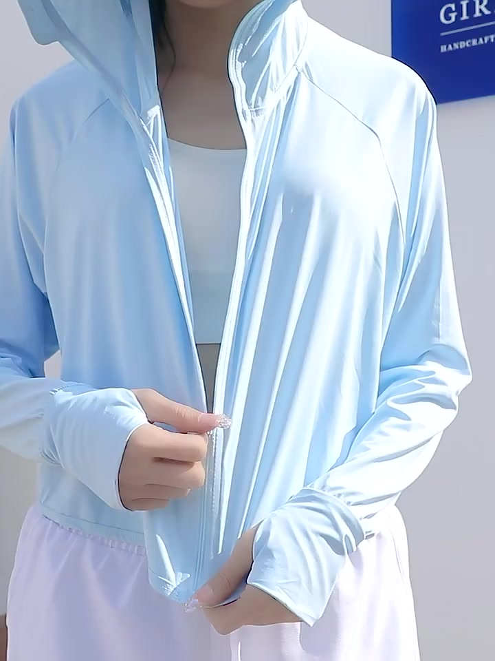 เสื้อคลุมกันแดด-มีหมวก-มีซิปหน้า-เสื้อกันเเดดเเขนยาว-ผ้ายืดเนื้อดี-ใส่สบาย