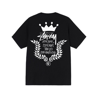 [S-5XL] Stussy เสื้อยืดแขนสั้น พิมพ์ลายมงกุฎ Stussy หรูหรา สไตล์อเมริกัน เหมาะกับฤดูใบไม้ผลิ และฤดูร้อน สําหรับผู้ชาย แล