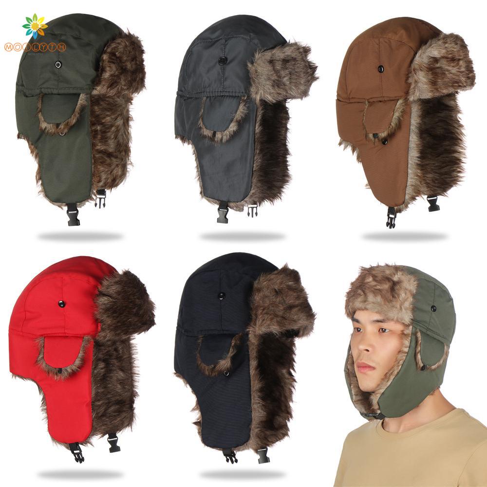 ราคาและรีวิวMoily หมวกฤดูหนาวกลางแจ้งกันน้ำอบอุ่นขนหูแผ่นหมวกฤดูหนาวสำหรับผู้ชายและผู้หญิง