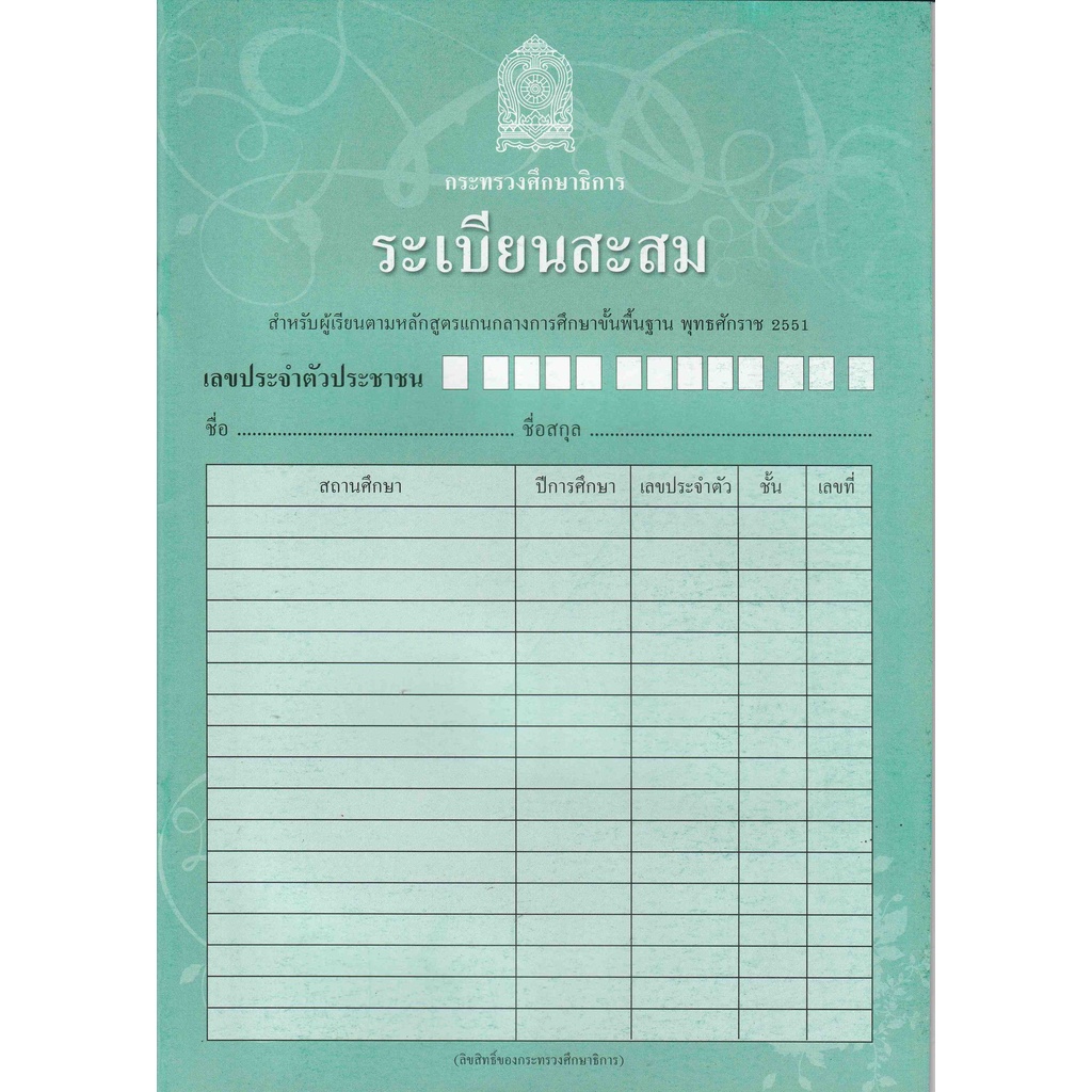 ระเบียนสะสม-หลักสูตรแกนกลางการศึกษาขั้นพื้นฐาน-พุทธศักราช-2551-กระทรวงศึกษาธิการ