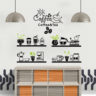 สติกเกอร์ไวนิล รูปแก้วกาแฟ นม ชา กาแฟ ถ้วย โปสเตอร์ สําหรับตกแต่งผนังบ้าน ร้านกาแฟ ขนมปัง