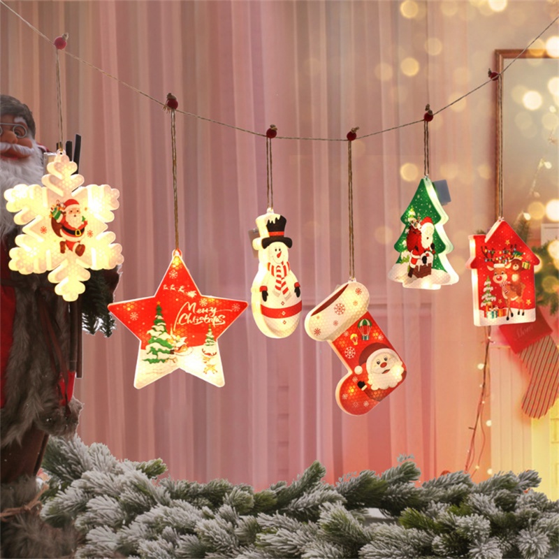 โคมไฟแขวนตกแต่งต้นคริสต์มาส-รูปการ์ตูนเกล็ดหิมะ-ซานตาคลอส-สําหรับตกแต่งบ้าน