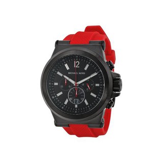 Michael Kors Dylan Chronograph Black Dial Red Silicone Mens Watch MK8382