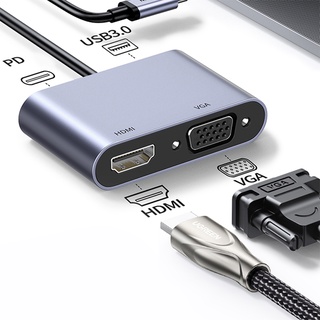 อะแดปเตอร์ฮับ 4 in 1 USB C USB3.1 TYPE C to HDMI 4K &amp; VGA Hub Adapter